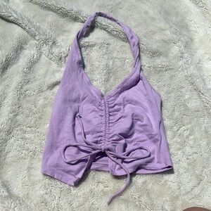 Ambiance Lavender Ruched Halter Crop Top | Y2K Aesthetic Summer Must-Have Small